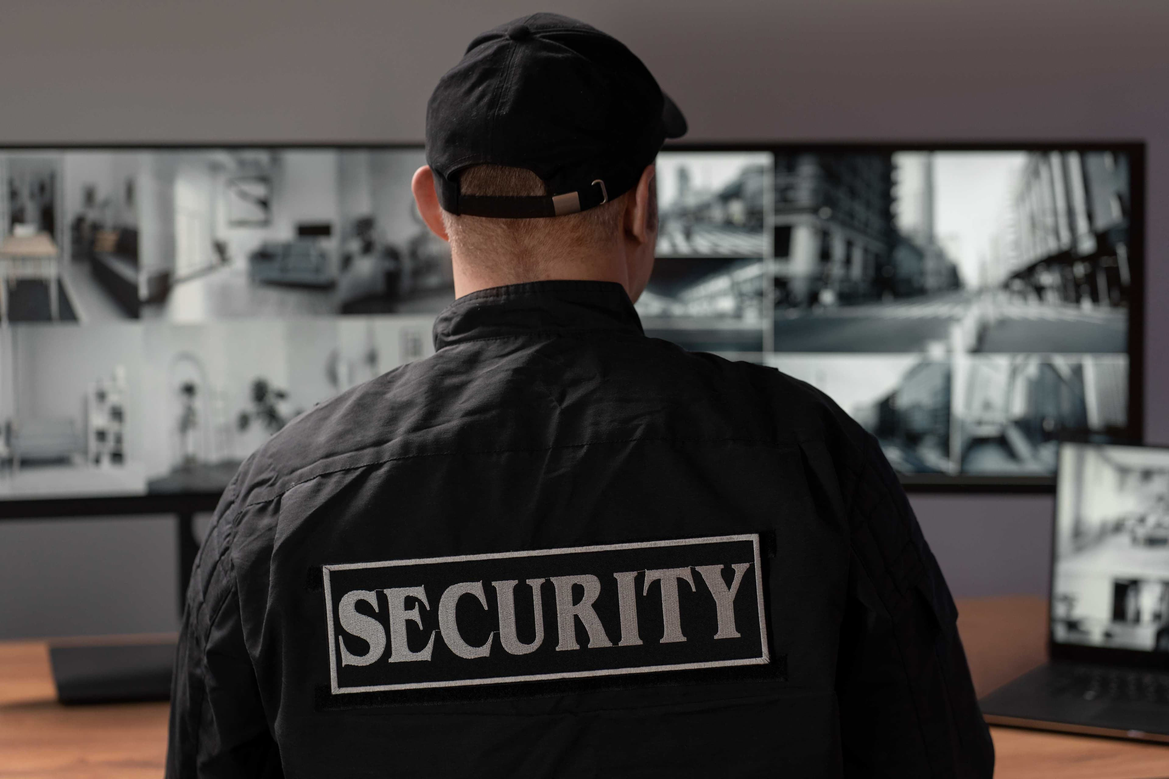 Professional security guard supporting event safety